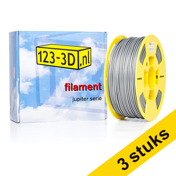 Aanbieding: 3x Filament zilver 2,85 mm ABS 1 kg Jupiter serie (123-3D huismerk) 135601 - 1