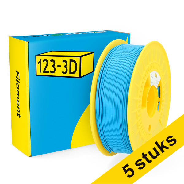 Aanbieding: 5x 123-3D Filament PLA Hemelsblauw 1,75 mm 1 kg DHM10019 Aanbieding: 5x 123-3D Filament PLA Hemelsblauw 1,75 mm 1 kg DHM10019 - 1