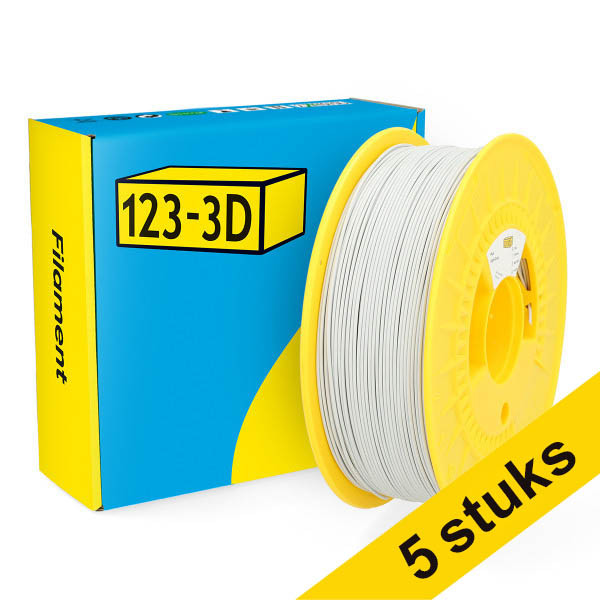 Aanbieding: 5x 123-3D Filament PLA Lichtgrijs 1,75 mm 1 kg DHM10022 Aanbieding: 5x 123-3D Filament PLA Lichtgrijs 1,75 mm 1 kg DHM10022 - 1