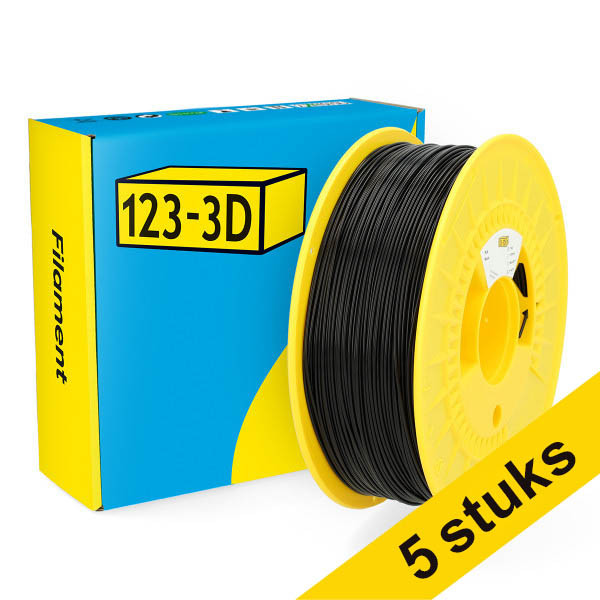 Aanbieding: 5x 123-3D Filament PLA Zwart 1,75 mm 1 kg DHM10049 Aanbieding: 5x 123-3D Filament PLA Zwart 1,75 mm 1 kg DHM10049 - 1