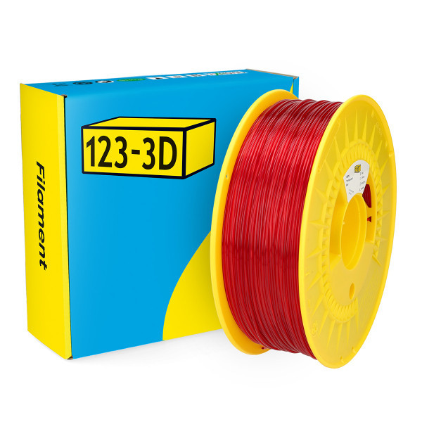 123-3D filament PETG transparent rood 1,75 mm 1 kg DHM00137 - 1