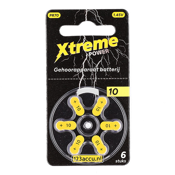 123accu Xtreme Power 10 / PR70 / geel hoortoestelbatterij 6 stuks (123accu huismerk) ADR00359 - 1
