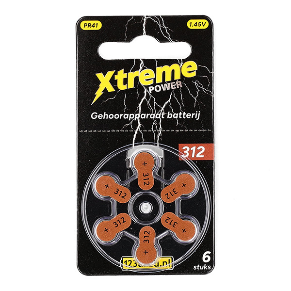 123accu Xtreme Power 312 / PR41 /bruin hoortoestelbatterij 6 stuks (123accu huismerk) ADR00355 - 1