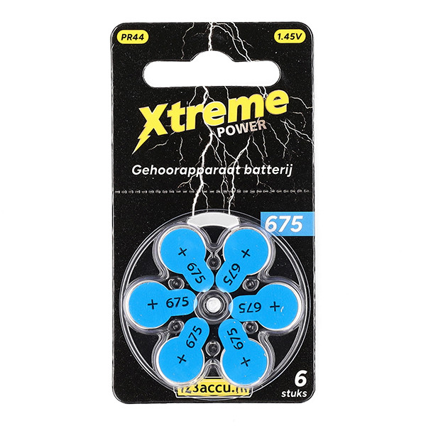123accu Xtreme Power 675 / PR44 / blauw hoortoestelbatterij 6 stuks (123accu huismerk) ADR00361 - 1