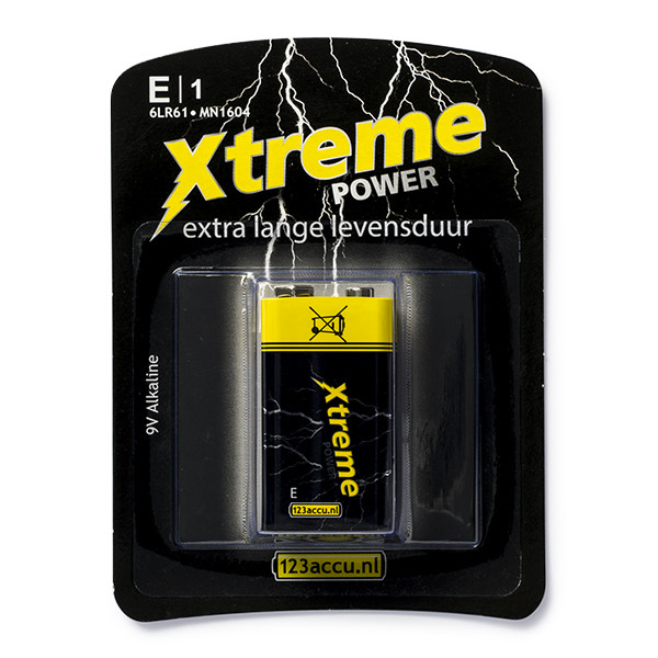 123accu Xtreme Power 6LR61 E-Block batterij 1 stuk 6LR61P1B/10C MN1604C ADR00045 - 1