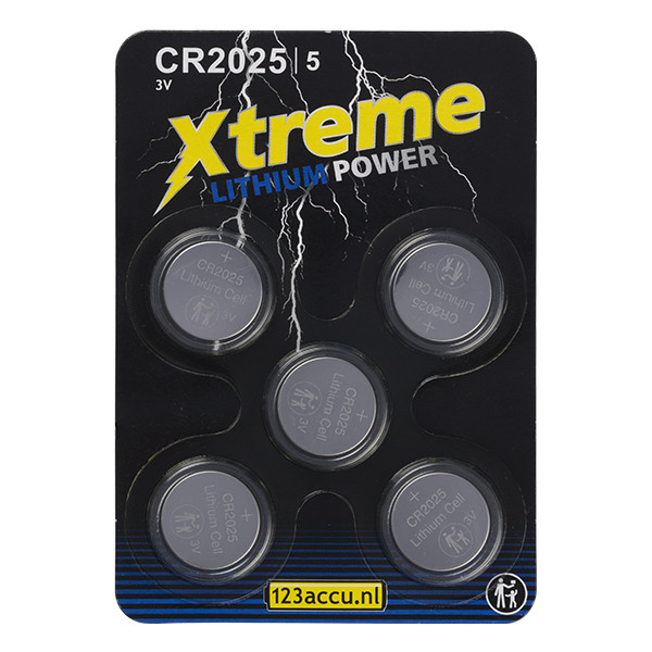 123accu Xtreme Power CR2025 Lithium knoopcel batterij (5 stuks) CR2025 ADR00070 - 1