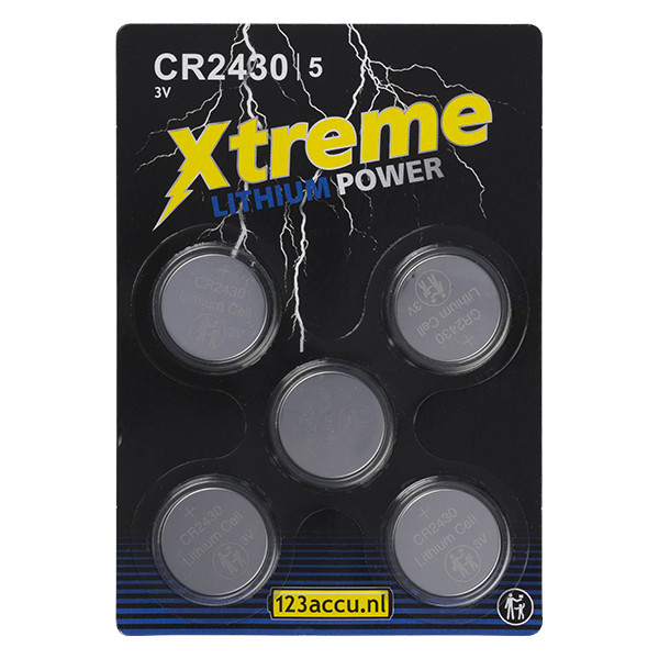 123accu Xtreme Power CR2430 Lithium knoopcel batterij (5 stuks) CR2430 ADR00065 - 1