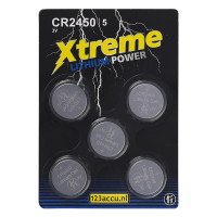 123accu Xtreme Power CR2450 Lithium knoopcel batterij (5 stuks) CR2450 ADR00083