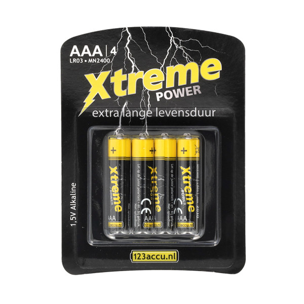 123accu Xtreme Power MN2400 Micro AAA batterij 4 stuks ADR00008 123accu Xtreme Power MN2400 Micro AAA batterij 4 stuks ADR00008 - 1