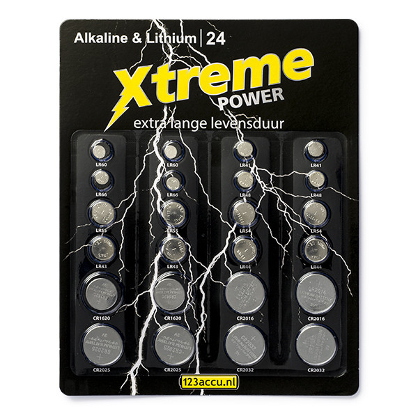 123accu Xtreme Power knoopcellen multipack CR1620 CR2016 CR2025 CR2032 LR41 ADR00048 - 1