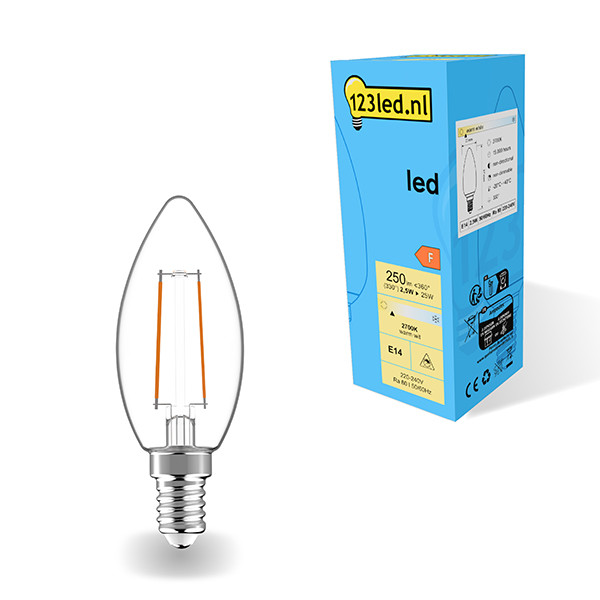 123inkt 123led E14 filament ledlamp kaars 2.5W (25W)  LDR01872 - 1