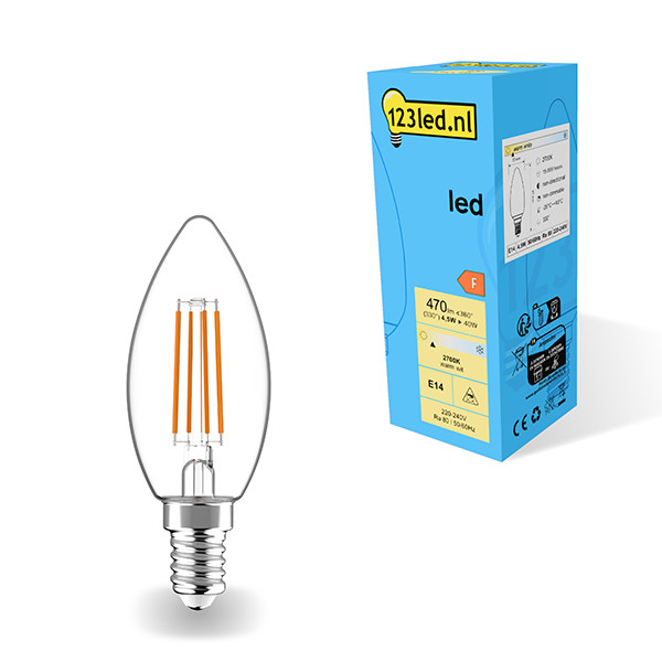 123inkt 123led E14 filament ledlamp kaars 4.5W (40W)  LDR01874 - 1