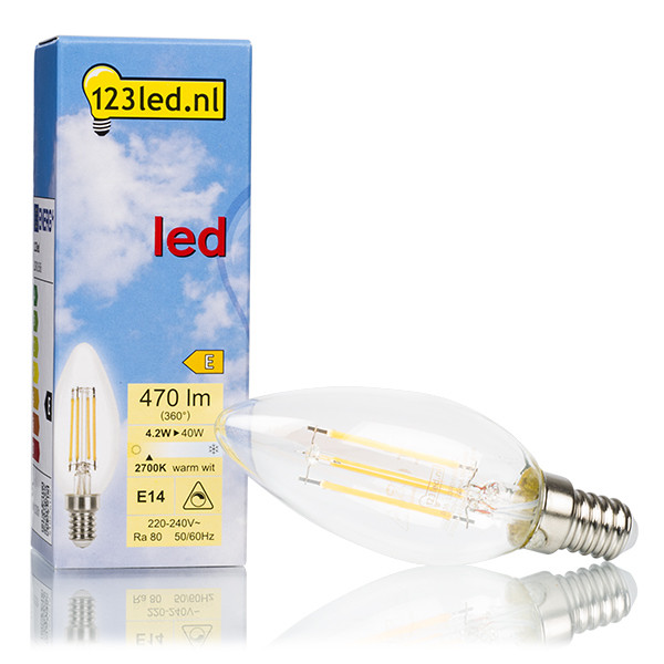 123inkt 123led E14 filament ledlamp kaars dimbaar 4.2W (40W)  LDR01606 - 1