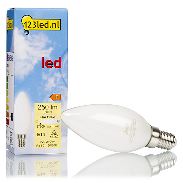 123inkt 123led E14 filament ledlamp kaars mat dimbaar 2.8W (25W)  LDR01616 - 1