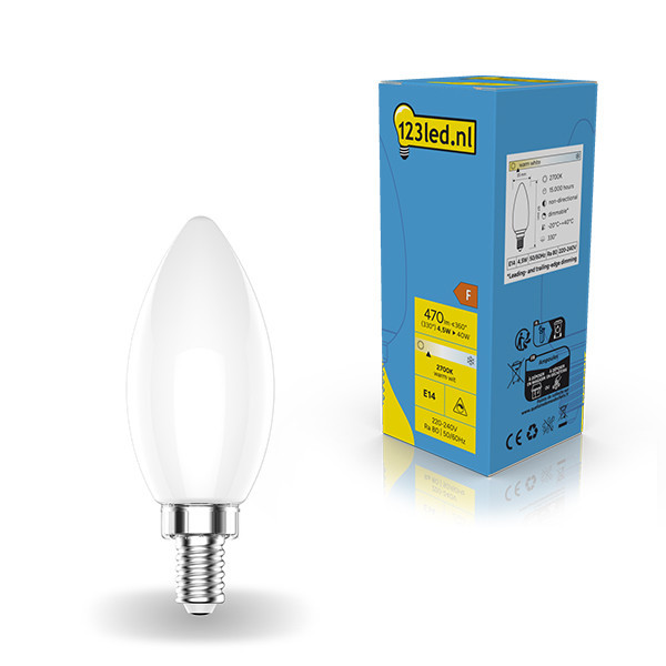 123led E14 filament ledlamp kaars mat dimbaar 4,5W (40W) LDR01866 - 1