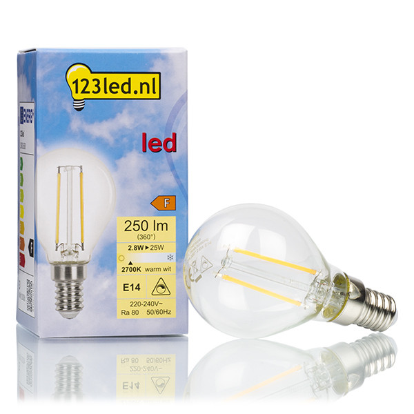123inkt 123led E14 filament ledlamp kogel dimbaar 2.8W (25W)  LDR01608 - 1