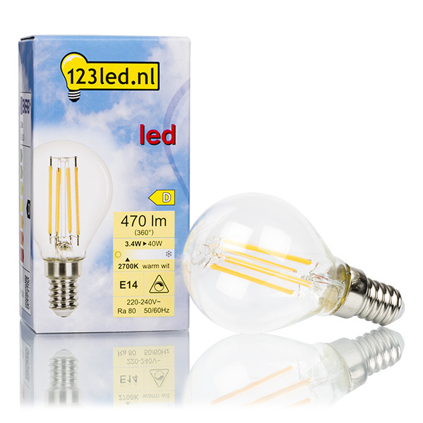123inkt 123led E14 filament ledlamp kogel dimbaar 3.4W (40W)  LDR01610 - 1