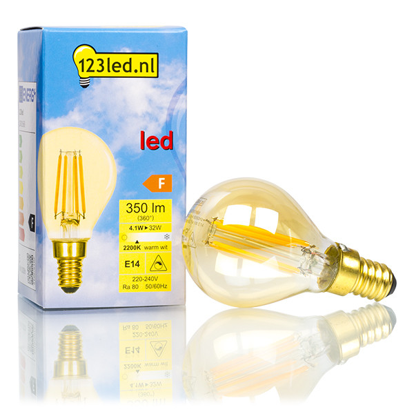 123inkt 123led E14 filament ledlamp kogel goud dimbaar 4.1W (32W)  LDR01668 - 1