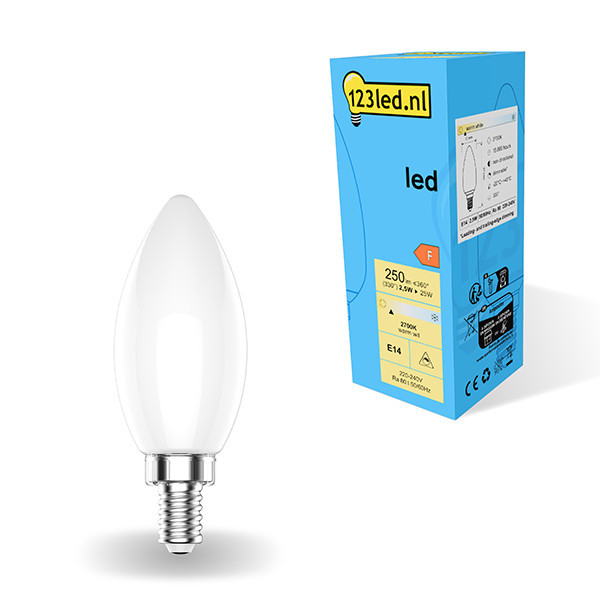 123inkt 123led E14 ledlamp kaars mat dimbaar 2700K 2.5W (25W)  LDR01862 - 1