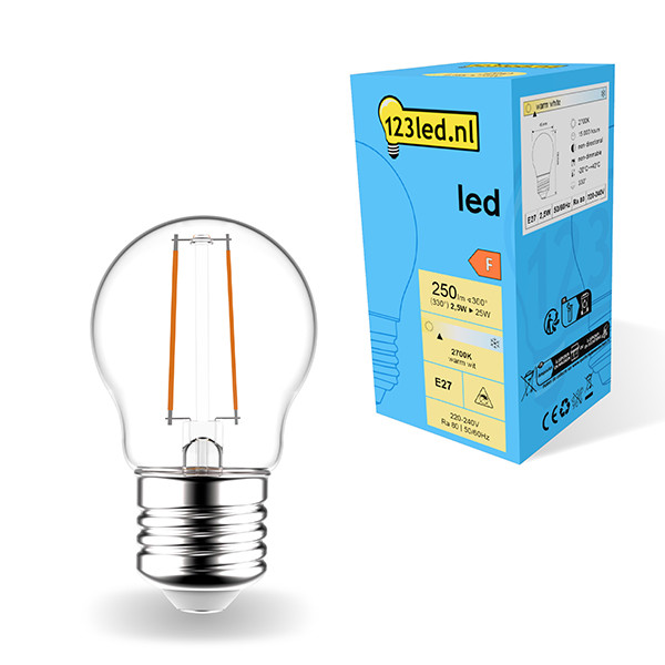 123inkt 123led E27 filament ledlamp kogel 2.5W (25W)  LDR01822 - 1