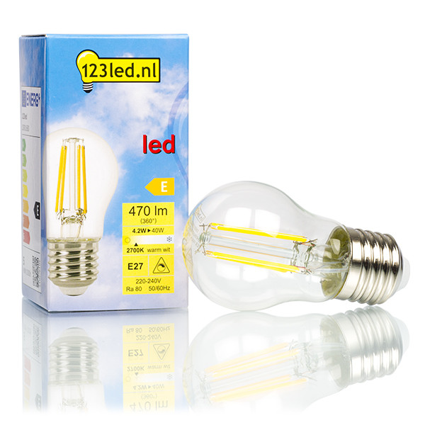 123inkt 123led E27 filament ledlamp kogel 4.2W (40W) LDR01830 LDR01680 - 1