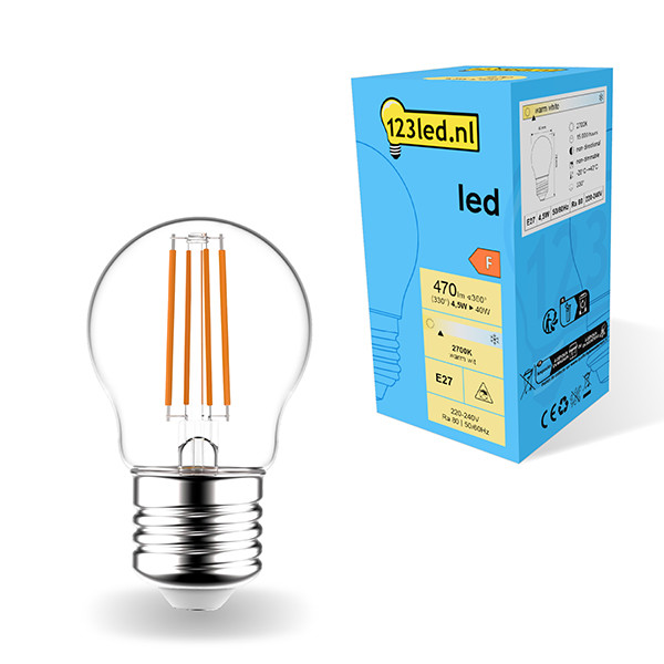 123inkt 123led E27 filament ledlamp kogel 4.5W (40W)  LDR01824 - 1