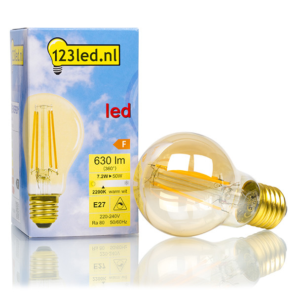 123inkt 123led E27 filament ledlamp peer goud dimbaar 7.2W (50W)  LDR01656 - 1