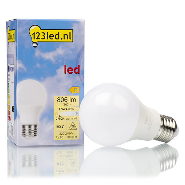 123inkt 123led E27 ledlamp peer mat 7.3W (60W) LDR01762 LDR01626 - 1