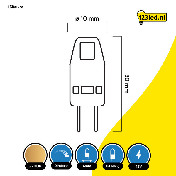 123inkt 123led G4 ledcapsule dimbaar 1.1W (14W)  LDR01938 - 2