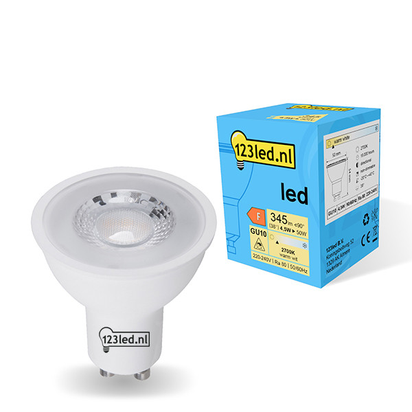 123inkt 123led GU10 ledspot glas 2700K 4.5W (50W)  LDR01724 - 1