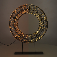 123led kerstkrans op voet 28 cm extra warm wit & warm wit 800 lampjes zwart LDR07324