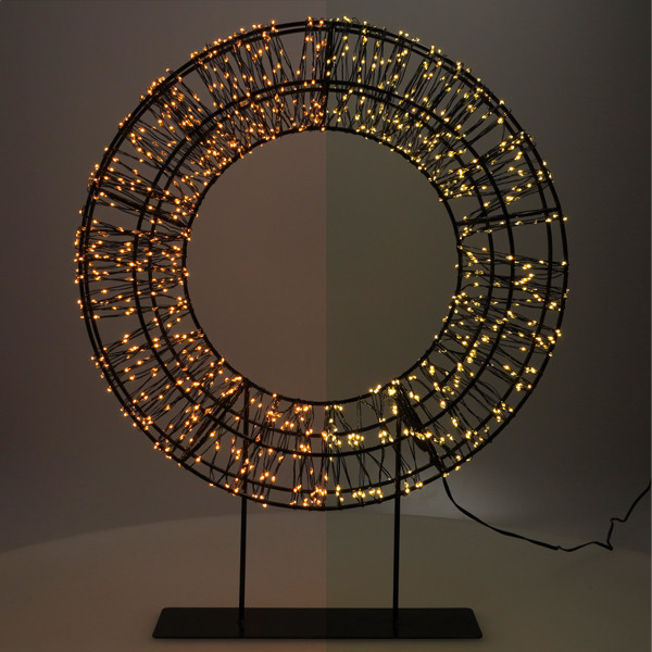 123led kerstkrans op voet 36 cm extra warm wit & warm wit 1200 lampjes zwart LDR07325 - 1