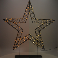 123led kerstster op voet 56 cm extra warm wit & warm wit 1200 lampjes zwart LDR07327
