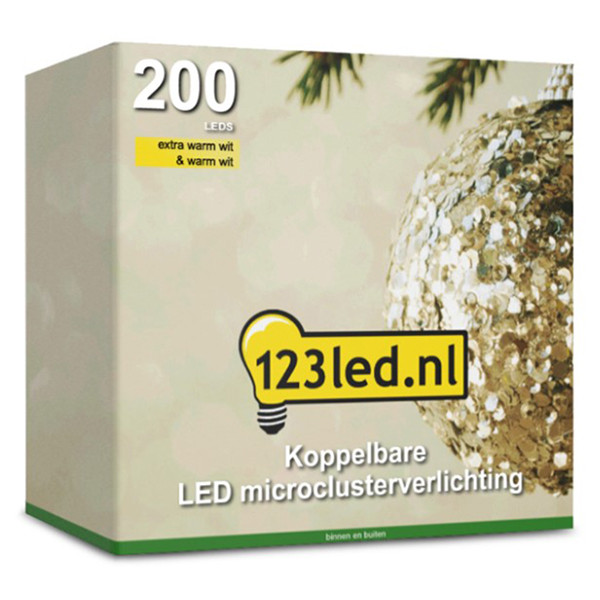 123led koppelbare micro clusterverlichting extra warmwit & warmwit 6 meter uitbreiding 200 lampjes LDR07142 - 4