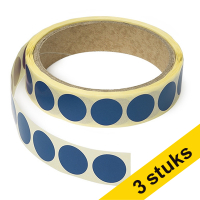 123inkt Aanbieding: 3x markeringspunten Ø 18 mm donkerblauw (1000 etiketten op rol)  035243