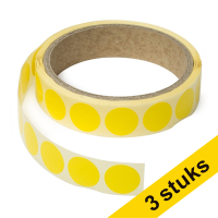 123inkt Aanbieding: 3x markeringspunten Ø 18 mm donkergeel (1000 etiketten op rol)  035231