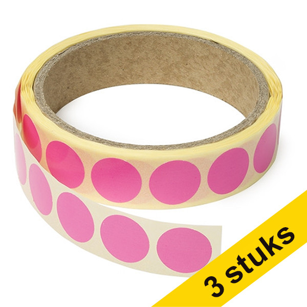 123inkt Aanbieding: 3x markeringspunten Ø 18 mm fluoroze (1000 etiketten op rol)  035238 - 1