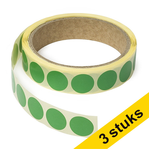 123inkt Aanbieding: 3x markeringspunten Ø 18 mm groen (1000 etiketten op rol)  035232 - 1
