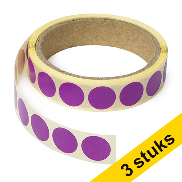123inkt Aanbieding: 3x markeringspunten Ø 18 mm lila (1000 etiketten op rol)  035239 - 1