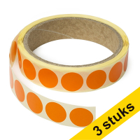 123inkt Aanbieding: 3x markeringspunten Ø 18 mm oranje (1000 etiketten op rol)  035235