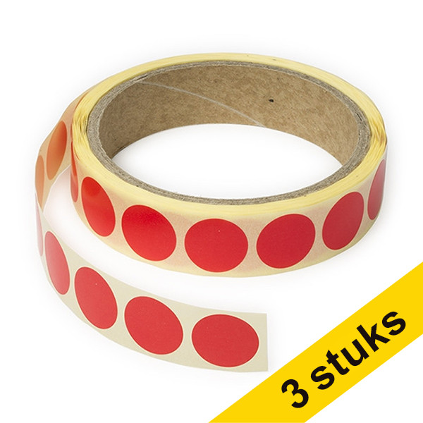 123inkt Aanbieding: 3x markeringspunten Ø 18 mm rood (1.000 etiketten op rol)  035233 - 1