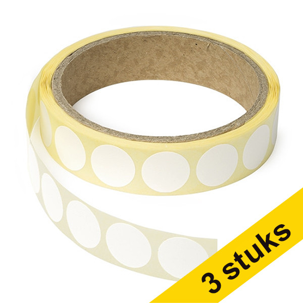 123inkt Aanbieding: 3x markeringspunten Ø 18 mm wit (1000 etiketten op rol)  035236 - 1