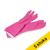 Aanbieding: 5x Handschoenen maat L roze/geel