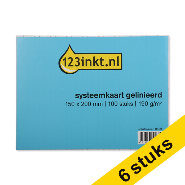 Aanbieding: 6x 123inkt123inkt steekkaart gelijnd 150 x 200 mm (100 stuks) 150 x 200 mm (100 stuks) 301423 - 1