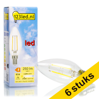Aanbieding: 6x 123led E14 filament ledlamp kaars dimbaar 2.8W (25W)