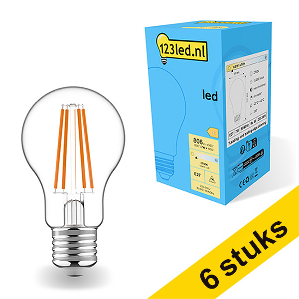Aanbieding: 6x 123led E27 filament ledlamp peer dimbaar 7W (40W) LDR01803 - 1