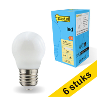 Aanbieding: 6x 123led E27 ledlamp kogel mat dimbaar 2700K 4.5W (40W)
