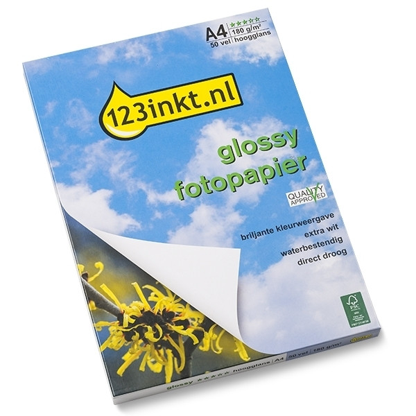 123inkt Glossy hoogglans fotopapier 180 g/m² A4 (50 vellen) FSC® C13S041622C 064050 - 1