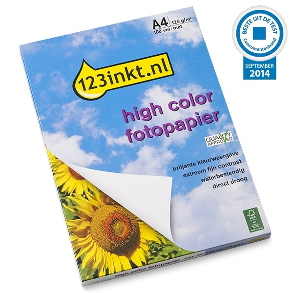 123inkt High Color mat fotopapier 125 g/m² A4 (100 vellen) FSC® Q6593AC 064010 - 1