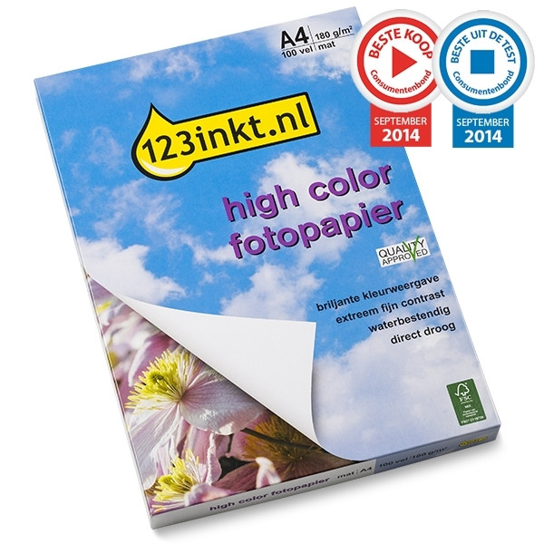 123inkt High Color mat fotopapier 180 g/m² A4 (100 vellen) FSC® C13S041256C Q6592AC SO41256C 064020 - 1